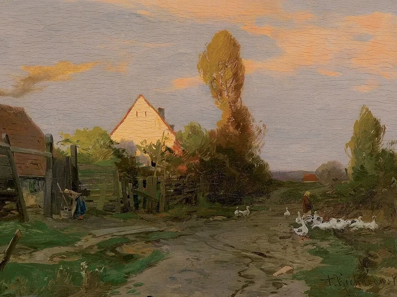 1857-Roman Kochanowski - Una guardiana di oche su una strada di campagna